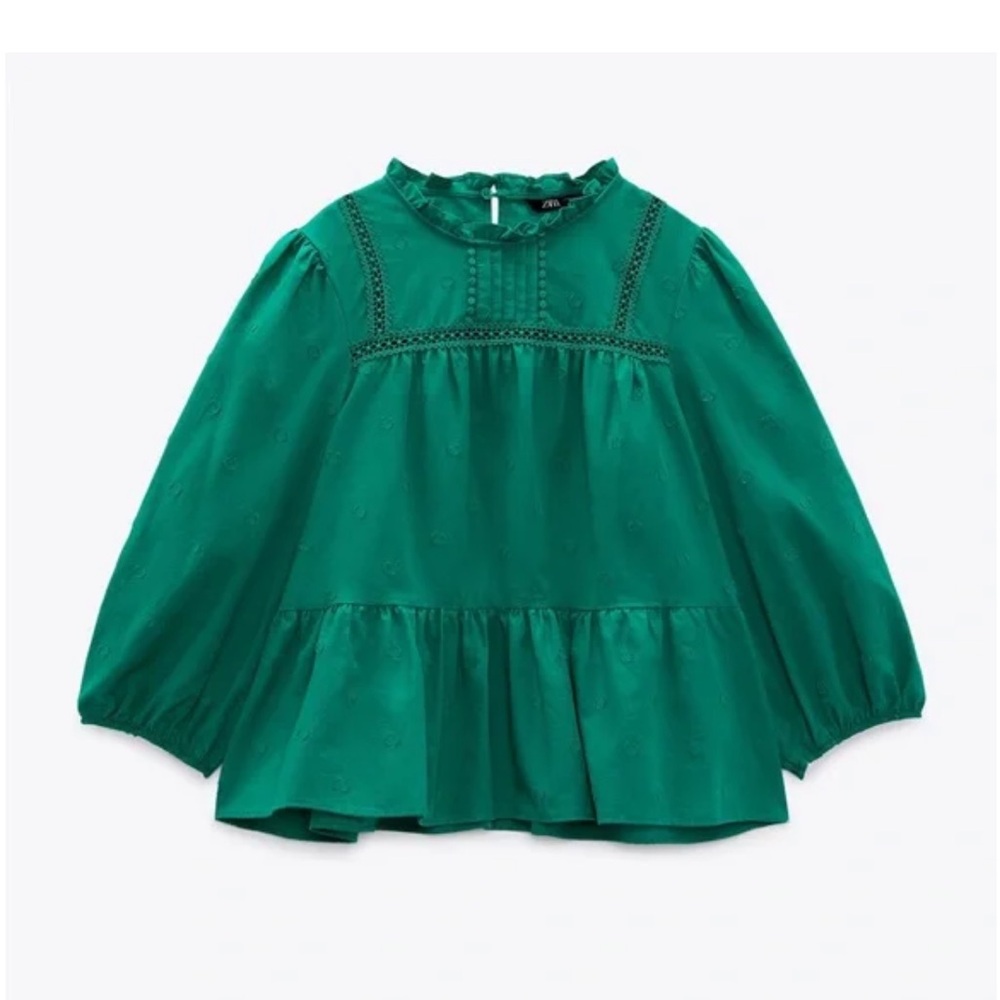 Zara Emerald Green Peplum Tunic Blouse